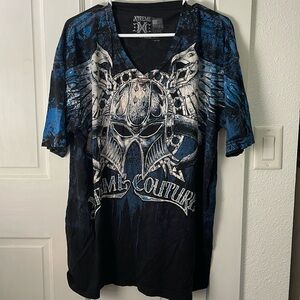 Xtreme Couture V Neck Short Sleeve Shirt